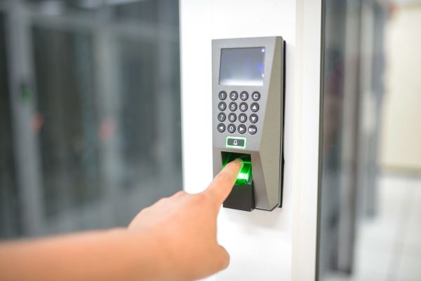 Finger on a fingerprint time attendance terminal