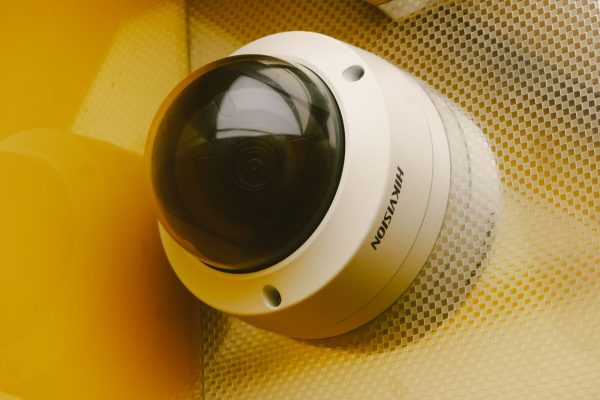 Dome CCTV camera on a wall